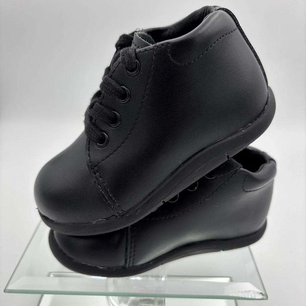 Stride Rite Elliot Shoes Boys Black Leather Lace Up Tie Toddler Size 5.5W